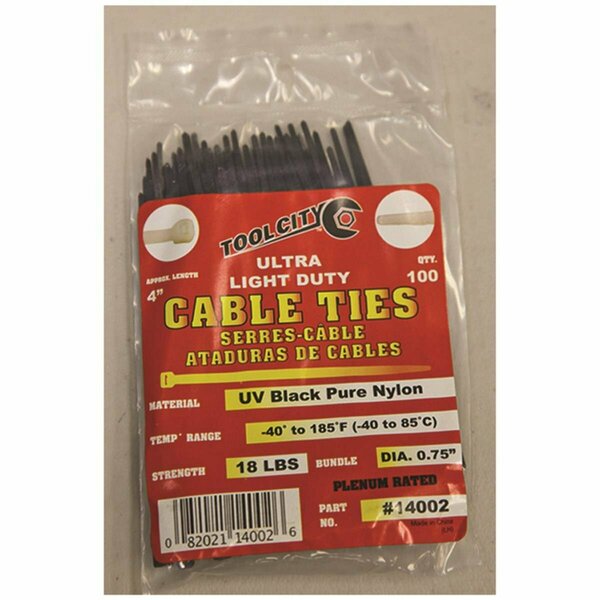 Tool City 3767100 4 in. Black Cable Tie 3459286